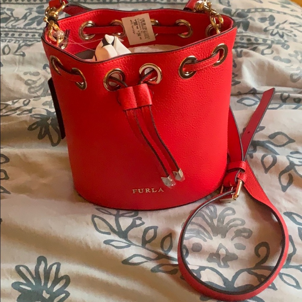 NWT Red Stunning Leather Furla Purse